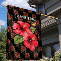 Uganda Garden Flag with Hibiscus Flower Pattern and The Pearl of Africa Text
