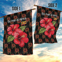 Uganda Garden Flag with Hibiscus Flower Pattern and The Pearl of Africa Text