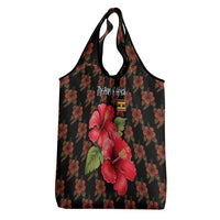 Uganda Grocery Bag with Hibiscus Flower Pattern and The Pearl of Africa Text