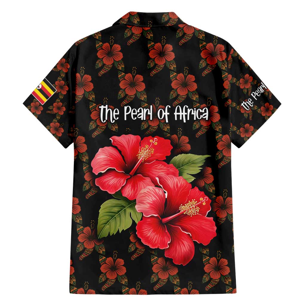 Uganda Hawaiian Shirt with Hibiscus Flower Pattern and The Pearl of Africa Text