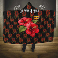 Uganda Hooded Blanket with Hibiscus Flower Pattern and The Pearl of Africa Text