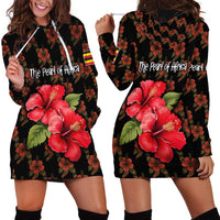 Uganda Hoodie Dress with Hibiscus Flower Pattern and The Pearl of Africa Text