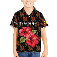 Uganda Kid Hawaiian Shirt with Hibiscus Flower Pattern and The Pearl of Africa Text