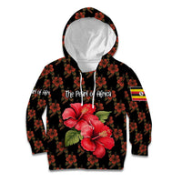 Uganda Kid Hoodie with Hibiscus Flower Pattern and The Pearl of Africa Text