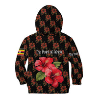 Uganda Kid Hoodie with Hibiscus Flower Pattern and The Pearl of Africa Text