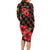 Uganda Long Sleeve Bodycon Dress with Hibiscus Flower Pattern and The Pearl of Africa Text