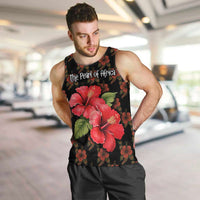 Uganda Men Tank Top with Hibiscus Flower Pattern and The Pearl of Africa Text