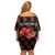 Uganda Off Shoulder Short Dress with Hibiscus Flower Pattern and The Pearl of Africa Text