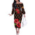 Uganda Off The Shoulder Long Sleeve Dress with Hibiscus Flower Pattern and The Pearl of Africa Text