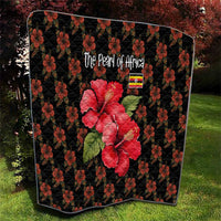 Uganda Quilt with Hibiscus Flower Pattern and The Pearl of Africa Text