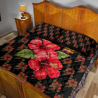 Uganda Quilt Bed Set with Hibiscus Flower Pattern and The Pearl of Africa Text