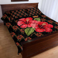 Uganda Quilt Bed Set with Hibiscus Flower Pattern and The Pearl of Africa Text