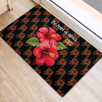 Uganda Rubber Doormat with Hibiscus Flower Pattern and The Pearl of Africa Text