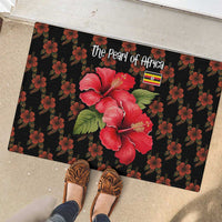 Uganda Rubber Doormat with Hibiscus Flower Pattern and The Pearl of Africa Text