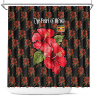 Uganda Shower Curtain with Hibiscus Flower Pattern and The Pearl of Africa Text