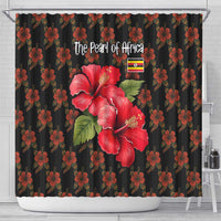 Uganda Shower Curtain with Hibiscus Flower Pattern and The Pearl of Africa Text