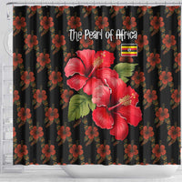 Uganda Shower Curtain with Hibiscus Flower Pattern and The Pearl of Africa Text