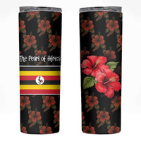 Uganda Skinny Tumbler with Hibiscus Flower Pattern and The Pearl of Africa Text