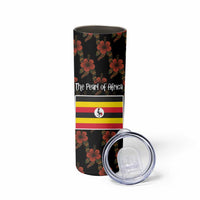 Uganda Skinny Tumbler with Hibiscus Flower Pattern and The Pearl of Africa Text