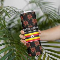 Uganda Skinny Tumbler with Hibiscus Flower Pattern and The Pearl of Africa Text