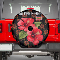 Uganda Spare Tire Cover with Hibiscus Flower Pattern and The Pearl of Africa Text