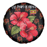 Uganda Spare Tire Cover with Hibiscus Flower Pattern and The Pearl of Africa Text