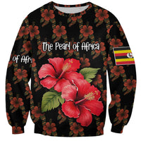 Uganda Sweatshirt with Hibiscus Flower Pattern and The Pearl of Africa Text