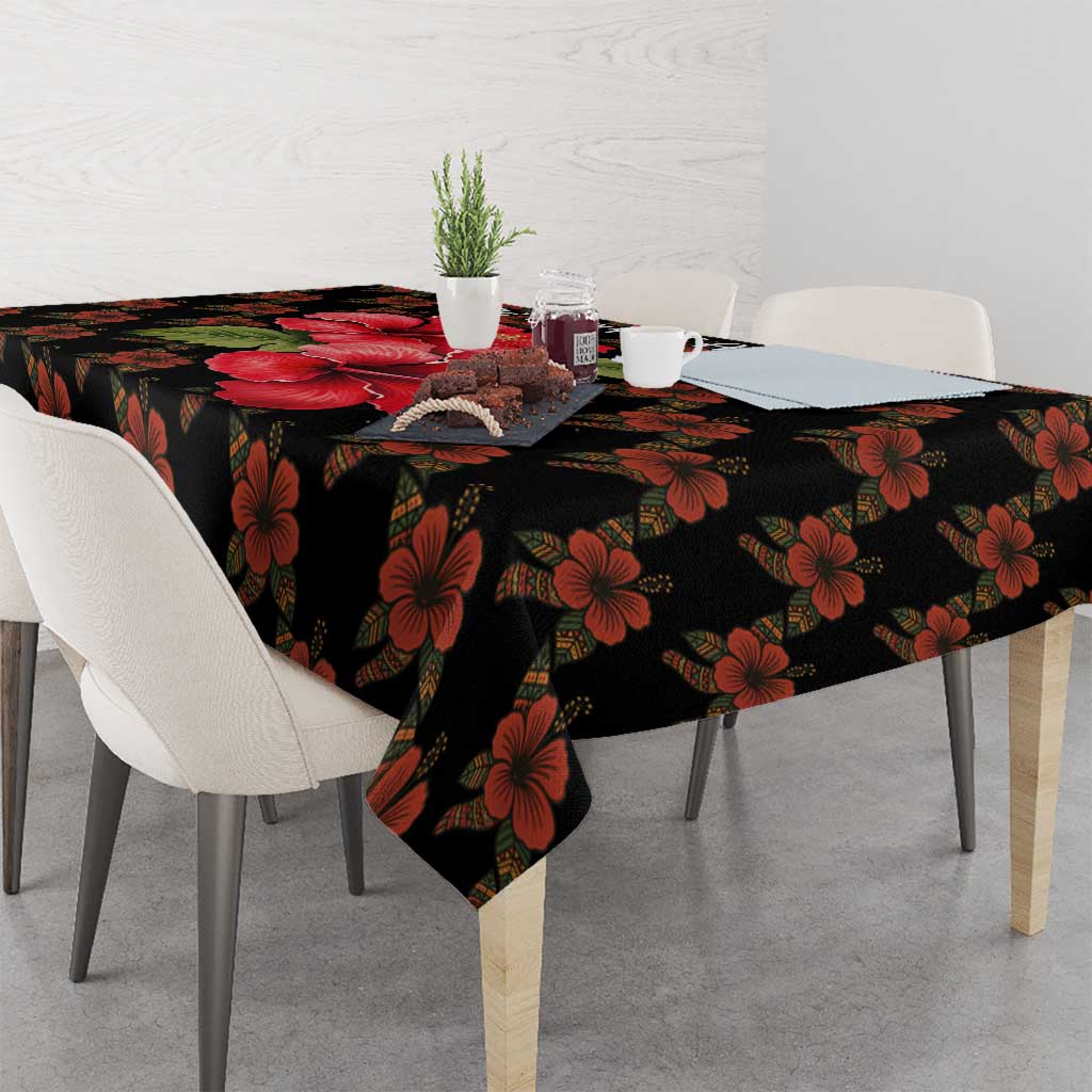 Uganda Tablecloth with Hibiscus Flower Pattern and The Pearl of Africa Text