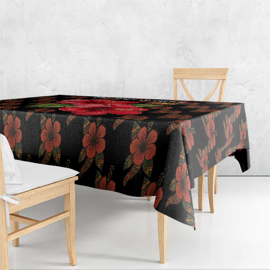 Uganda Tablecloth with Hibiscus Flower Pattern and The Pearl of Africa Text