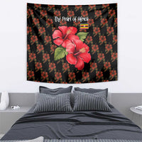 Uganda Tapestry with Hibiscus Flower Pattern and The Pearl of Africa Text