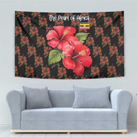 Uganda Tapestry with Hibiscus Flower Pattern and The Pearl of Africa Text