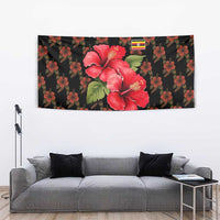 Uganda Tapestry with Hibiscus Flower Pattern and The Pearl of Africa Text