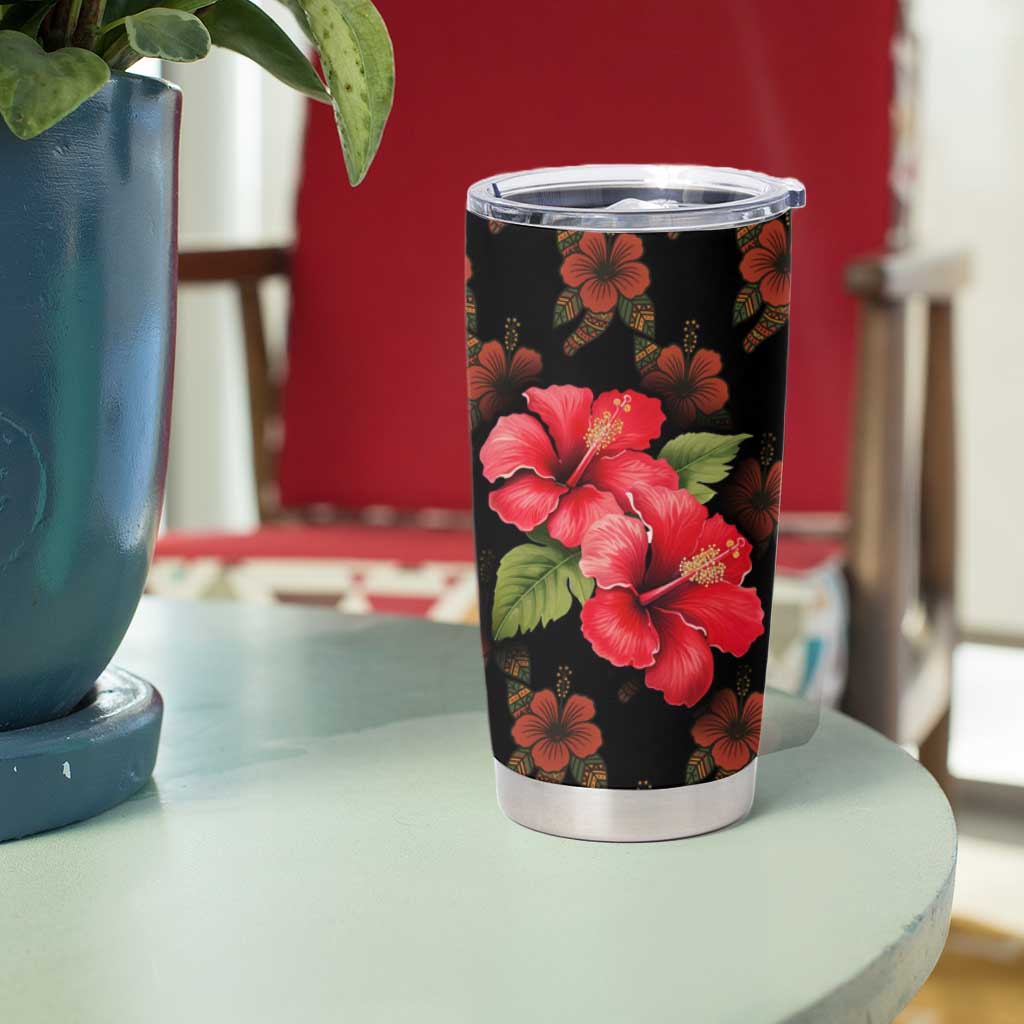 Uganda Tumbler Cup with Hibiscus Flower Pattern and The Pearl of Africa Text