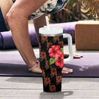 Uganda Tumbler With Handle with Hibiscus Flower Pattern and The Pearl of Africa Text