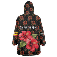Uganda Wearable Blanket Hoodie with Hibiscus Flower Pattern and The Pearl of Africa Text