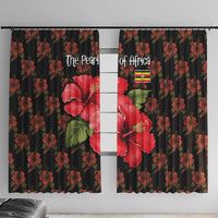 Uganda Window Curtain with Hibiscus Flower Pattern and The Pearl of Africa Text
