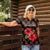 Uganda Women Polo Shirt with Hibiscus Flower Pattern and The Pearl of Africa Text