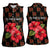 Uganda Women Sleeveless Polo Shirt with Hibiscus Flower Pattern and The Pearl of Africa Text