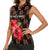 Uganda Women Sleeveless Polo Shirt with Hibiscus Flower Pattern and The Pearl of Africa Text