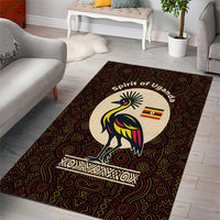 Uganda Area Rug with Grey Crowned Crane and Tribal Pattern Spirit of Uganda Theme