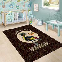 Uganda Area Rug with Grey Crowned Crane and Tribal Pattern Spirit of Uganda Theme