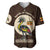 Uganda Baseball Jersey with Grey Crowned Crane and Tribal Pattern Spirit of Uganda Theme