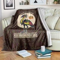 Uganda Blanket with Grey Crowned Crane and Tribal Pattern Spirit of Uganda Theme