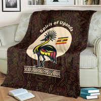 Uganda Blanket with Grey Crowned Crane and Tribal Pattern Spirit of Uganda Theme
