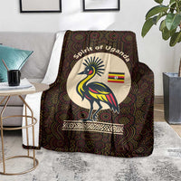 Uganda Blanket with Grey Crowned Crane and Tribal Pattern Spirit of Uganda Theme