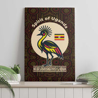 Uganda Canvas Wall Art with Grey Crowned Crane and Tribal Pattern Spirit of Uganda Theme