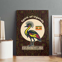 Uganda Canvas Wall Art with Grey Crowned Crane and Tribal Pattern Spirit of Uganda Theme