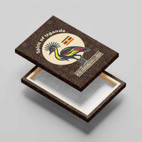 Uganda Canvas Wall Art with Grey Crowned Crane and Tribal Pattern Spirit of Uganda Theme