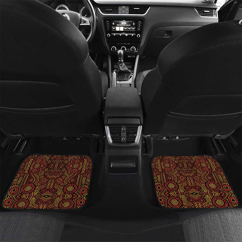 Uganda Car Mats with Grey Crowned Crane and Tribal Pattern Spirit of Uganda Theme