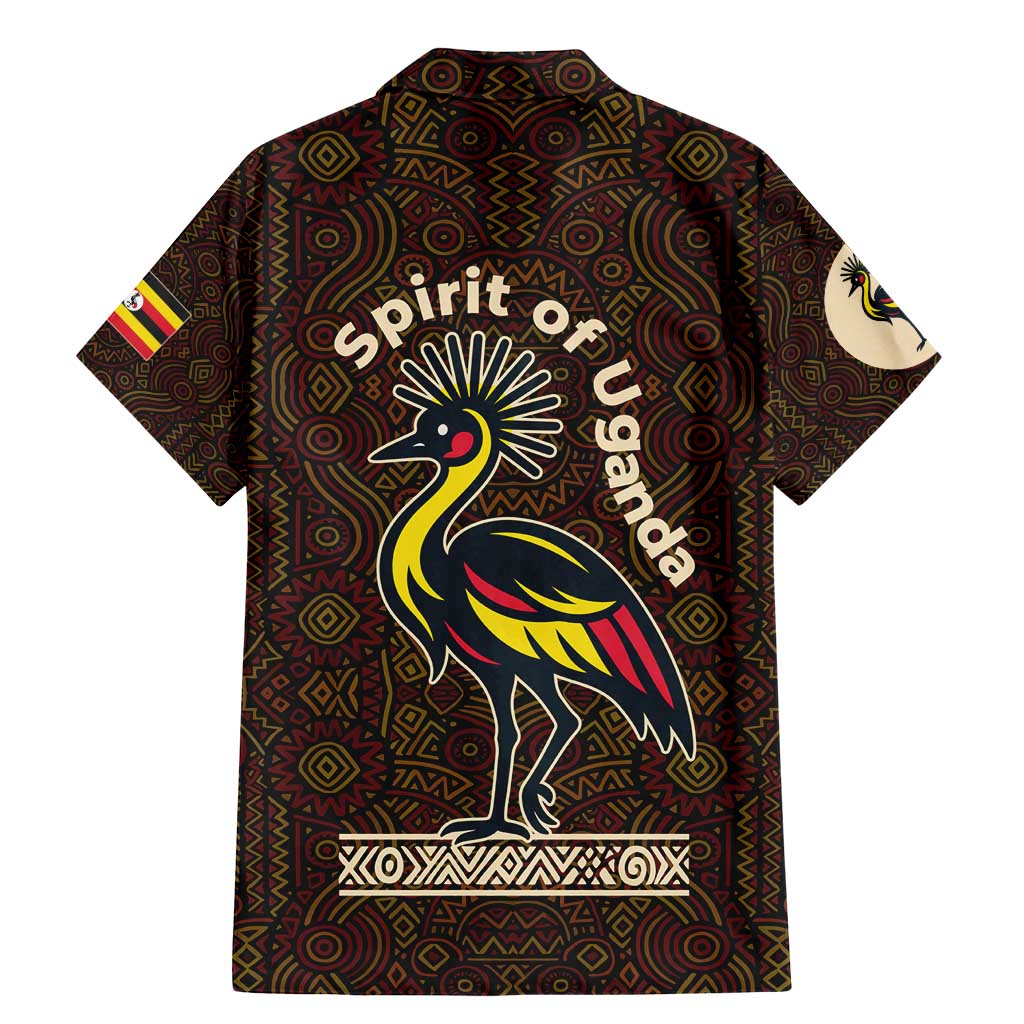 Uganda Family Matching Mermaid Dress and Hawaiian Shirt with Grey Crowned Crane and Tribal Pattern Spirit of Uganda Theme